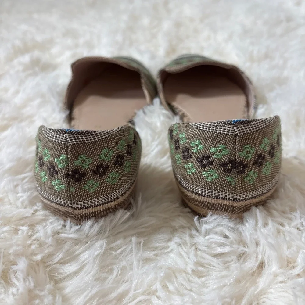 Isaac Mizrahi New York Woven D'Orsay Flats Pointed Toe Brown Green Size 6.5